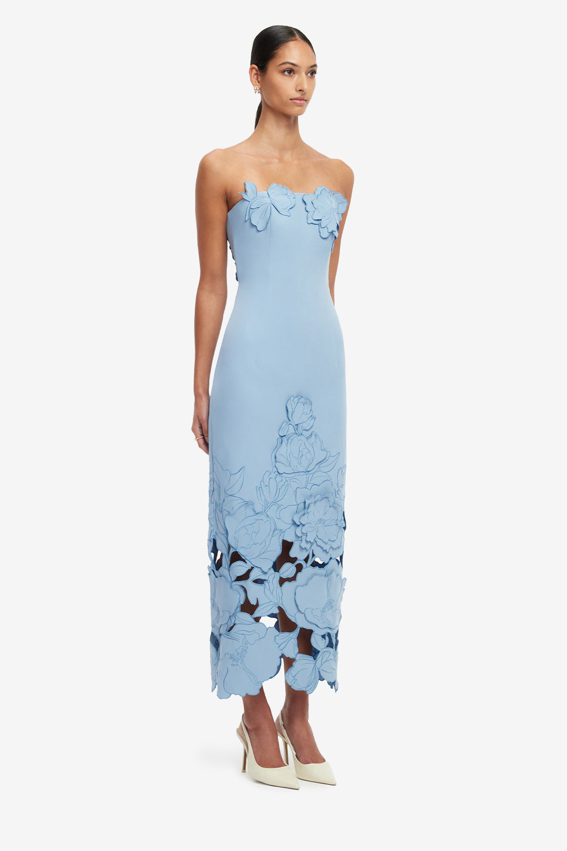 Exclusive LEO LIN Rayna Appliqué Bustier Maxi Dress - Baby Blue