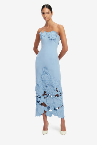 Exclusive LEO LIN Rayna Appliqué Bustier Maxi Dress - Baby Blue