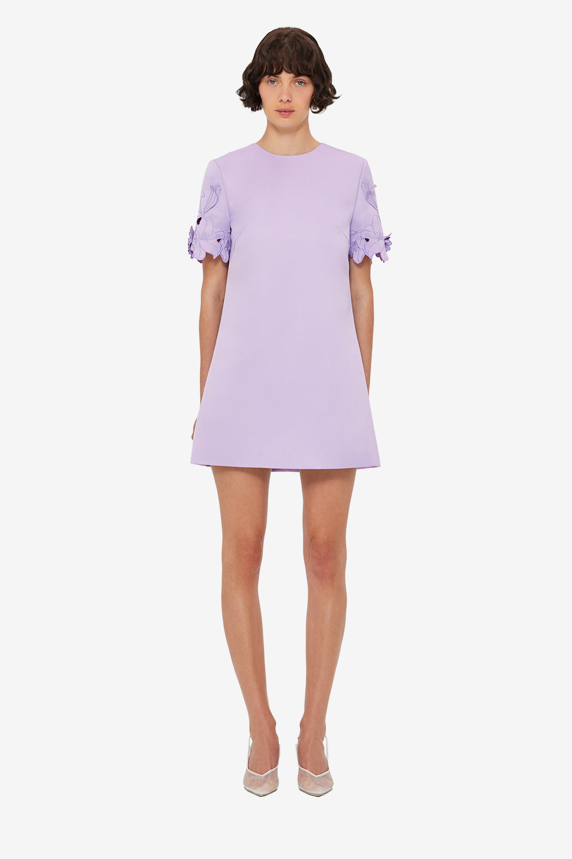 Exclusive LEO LIN Aurie Appliqué Short Sleeve Mini Dress - Lilac