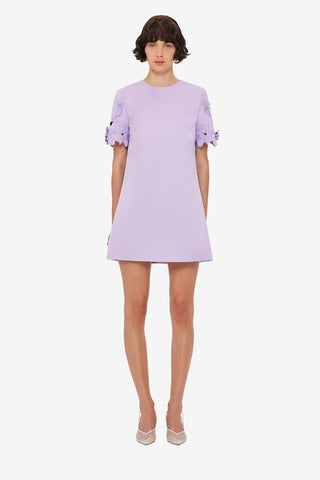 Exclusive LEO LIN Aurie Appliqué Short Sleeve Mini Dress - Lilac