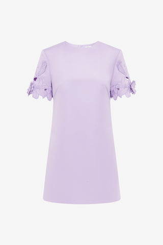 Exclusive LEO LIN Aurie Appliqué Short Sleeve Mini Dress - Lilac