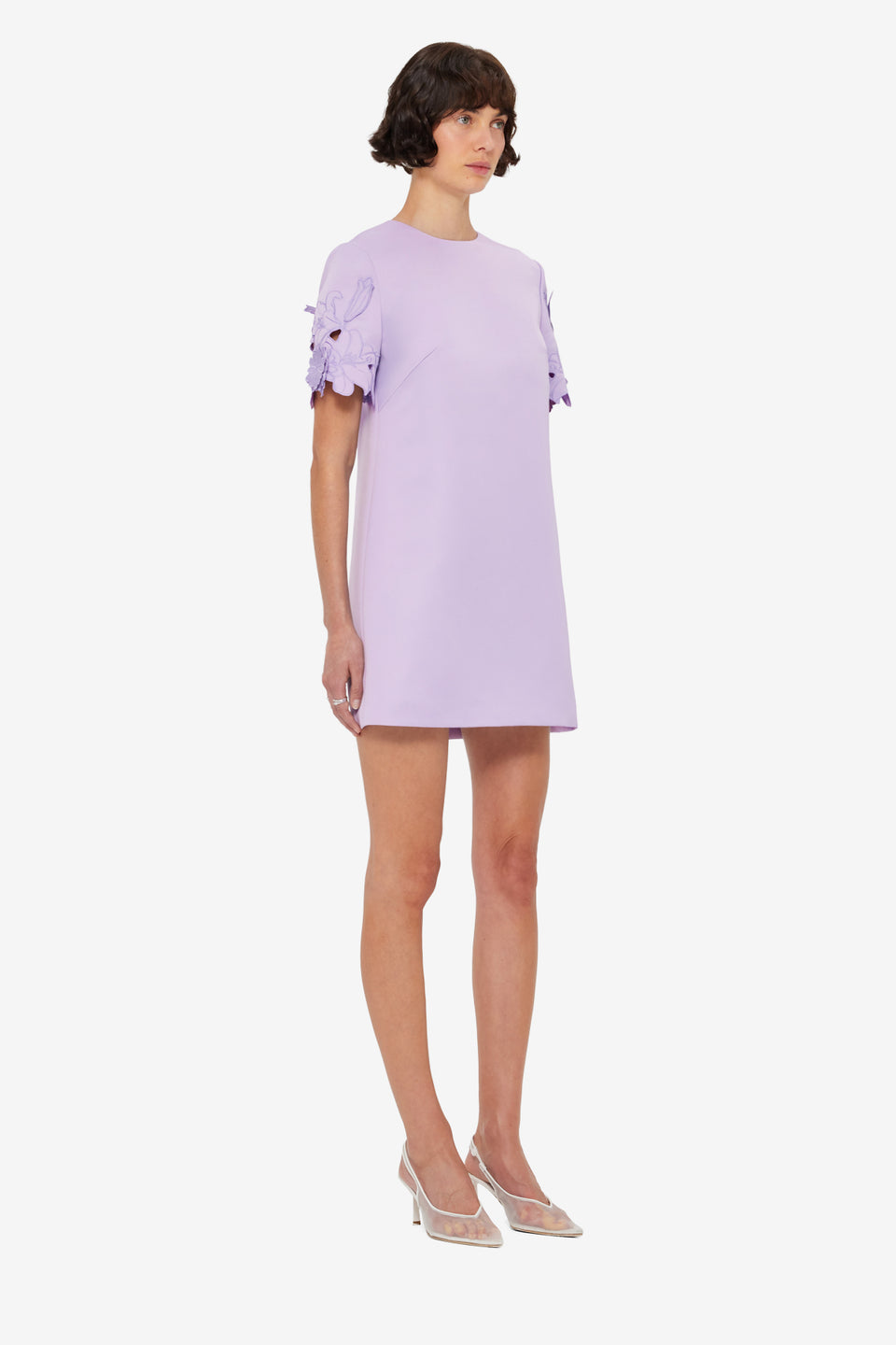 Exclusive LEO LIN Aurie Appliqué Short Sleeve Mini Dress - Lilac