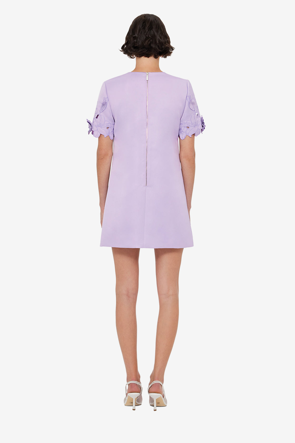 Exclusive LEO LIN Aurie Appliqué Short Sleeve Mini Dress - Lilac