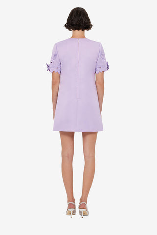Exclusive LEO LIN Aurie Appliqué Short Sleeve Mini Dress - Lilac
