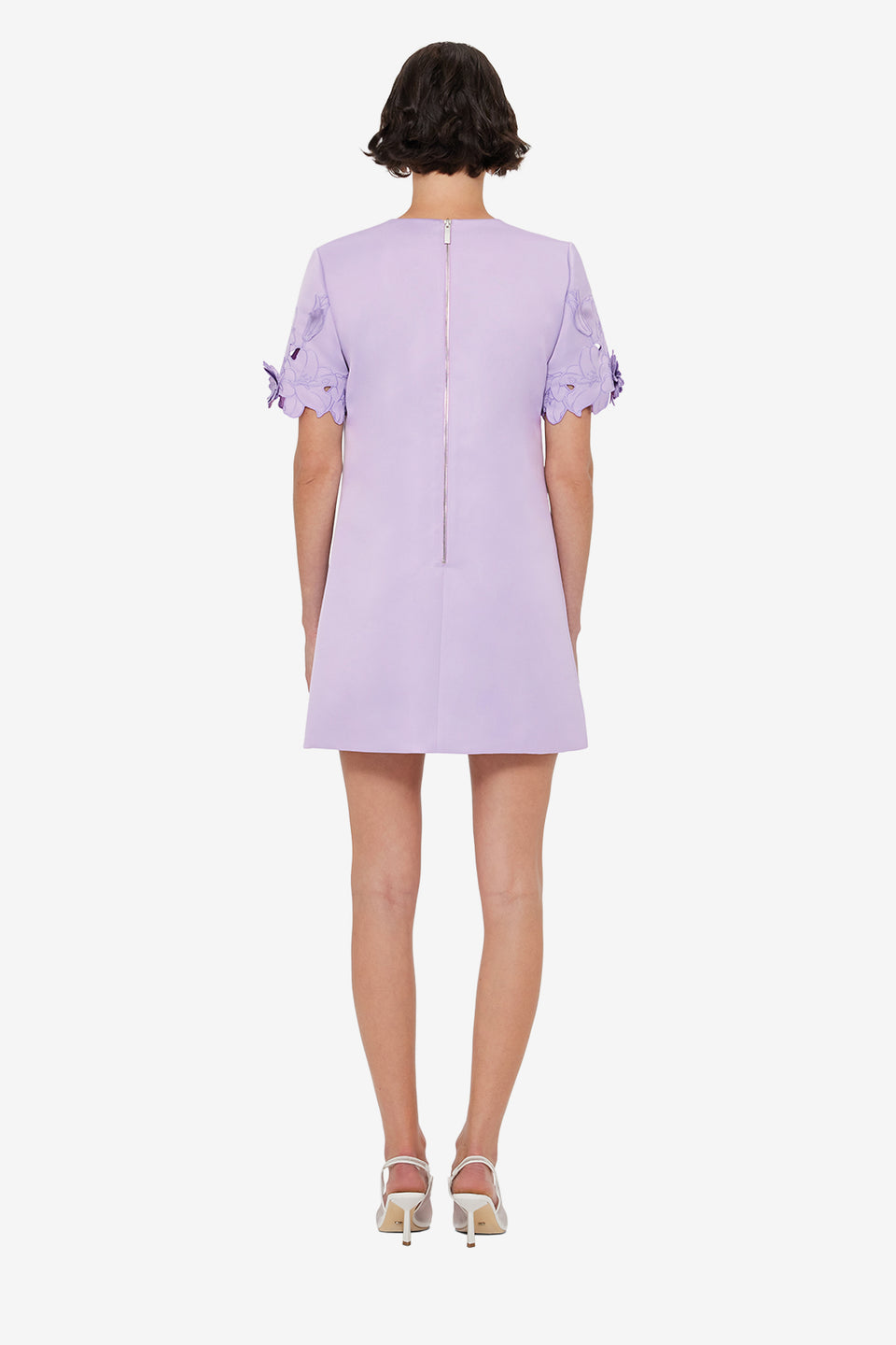 Exclusive LEO LIN Aurie Appliqué Short Sleeve Mini Dress - Lilac