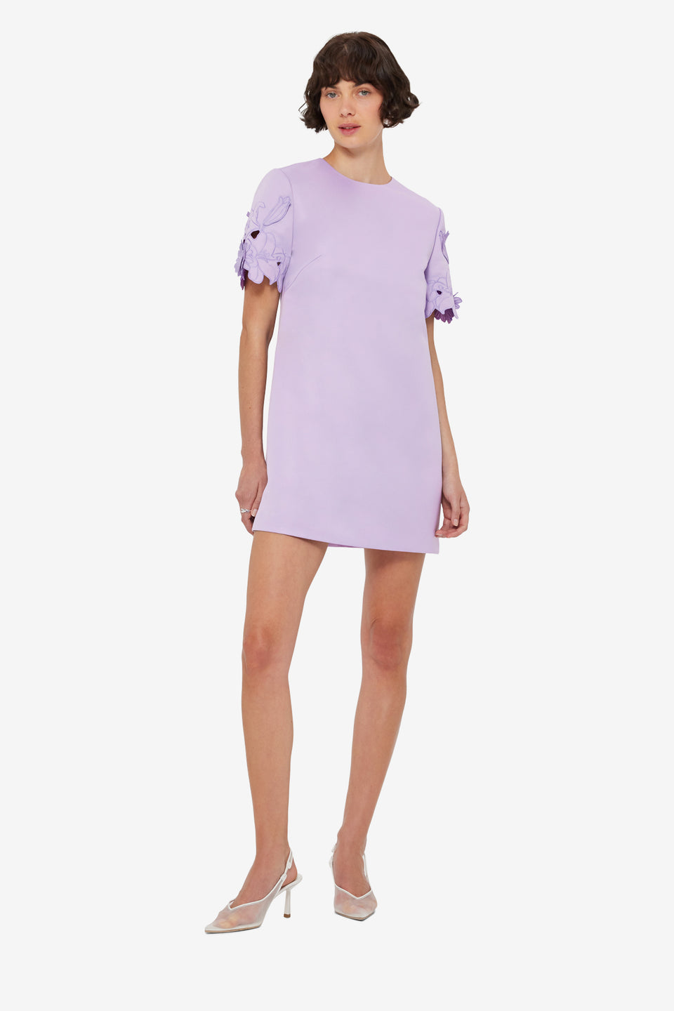 Exclusive LEO LIN Aurie Appliqué Short Sleeve Mini Dress - Lilac