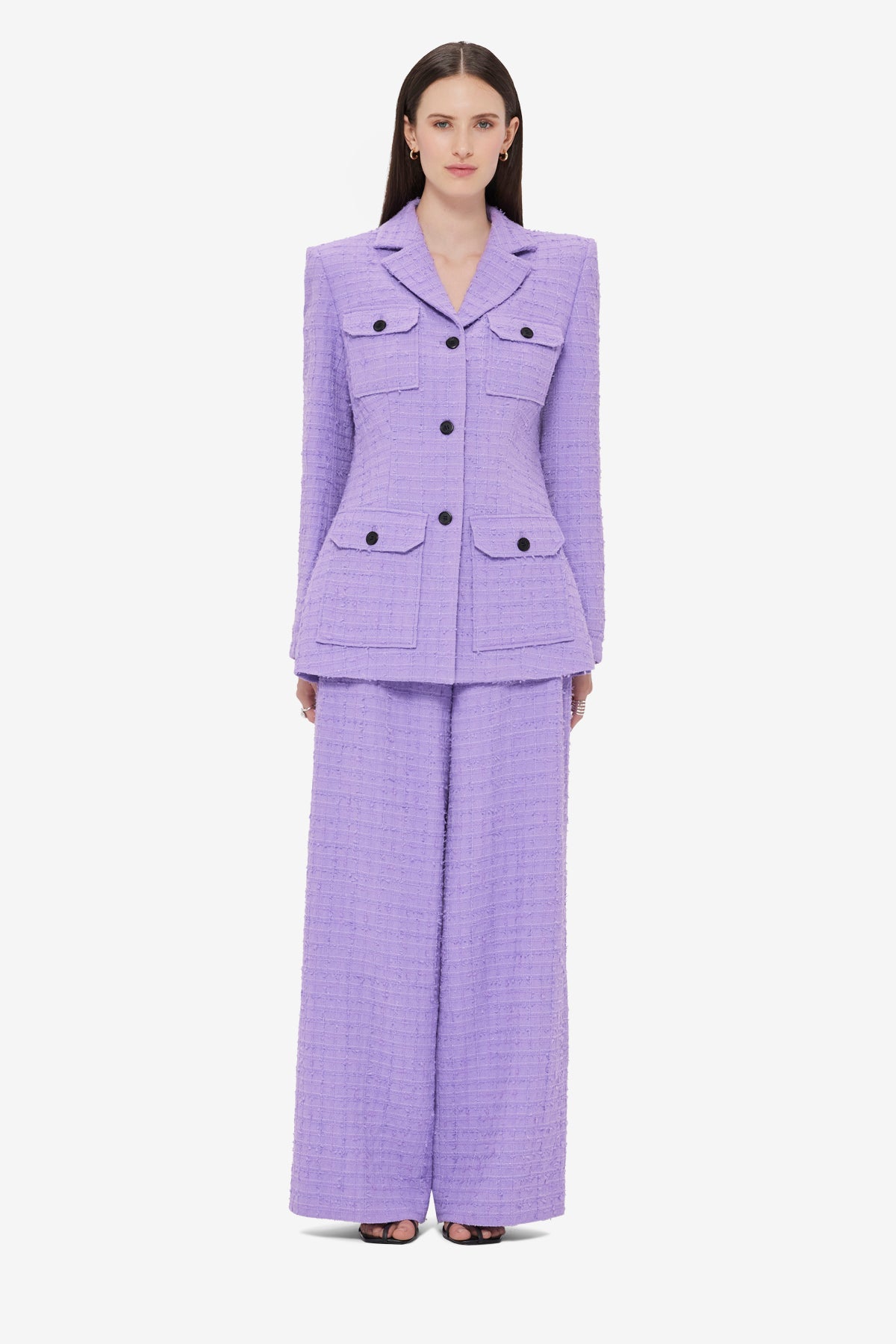 Edith Tweed Pocket Blazer - Violet – LEO LIN