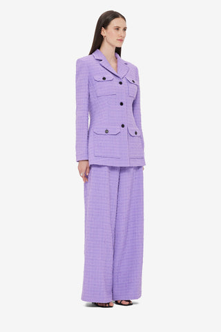 Exclusive LEO LIN Edith Tweed Pocket Blazer - Violet