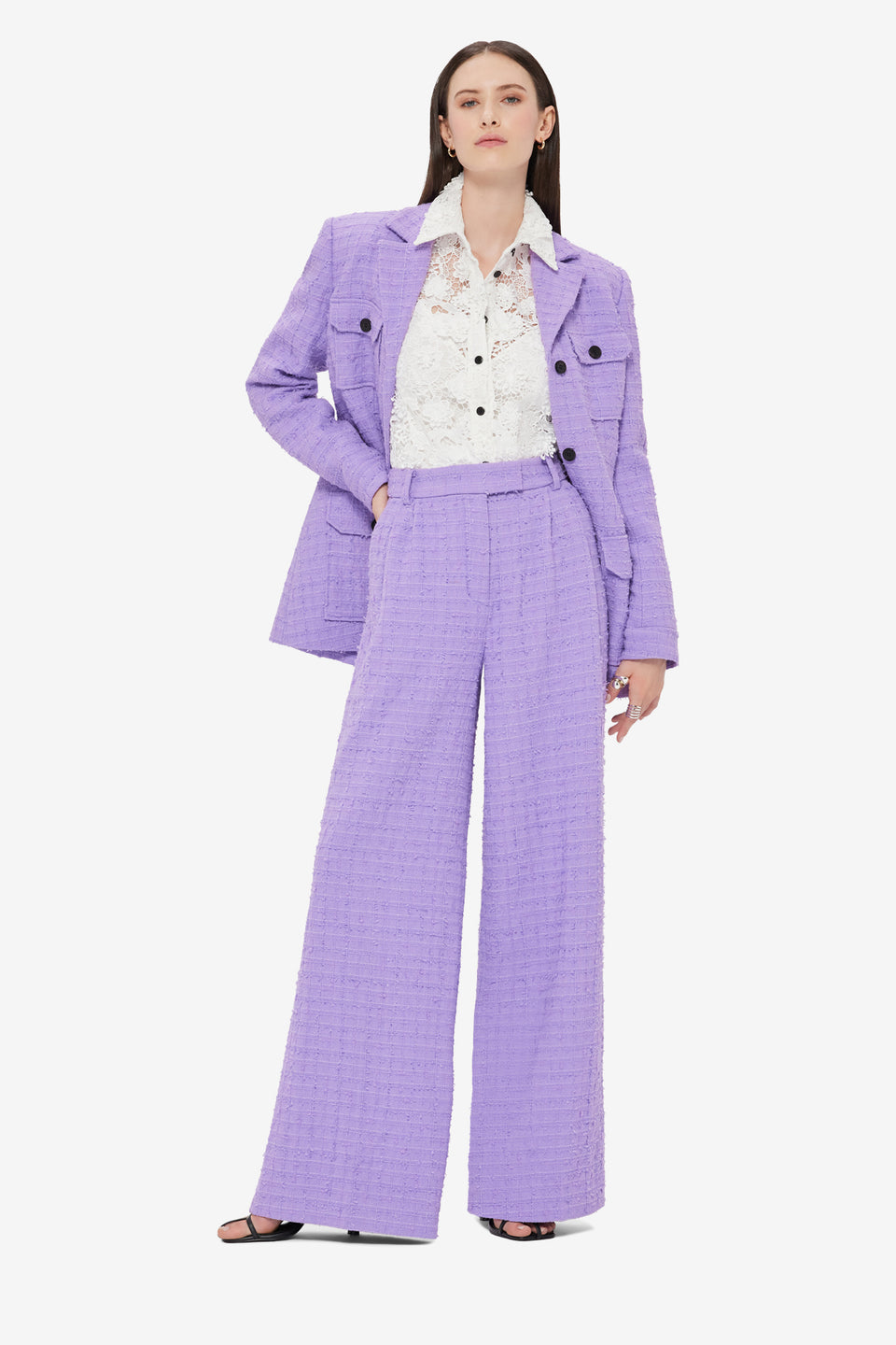 Exclusive LEO LIN Edith Tweed Pocket Blazer - Violet
