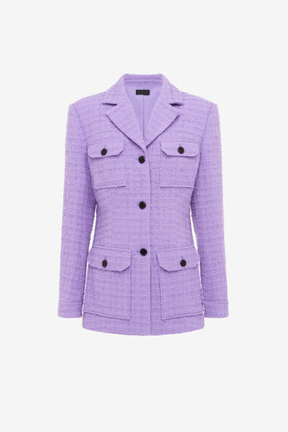 Exclusive LEO LIN Edith Tweed Pocket Blazer - Violet
