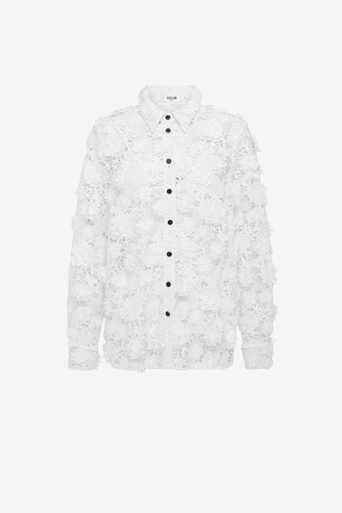 Exclusive LEO LIN Sabrina Lace Shirt - Snow