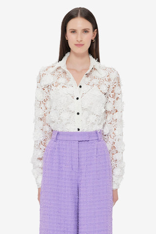 Exclusive LEO LIN Sabrina Lace Shirt - Snow