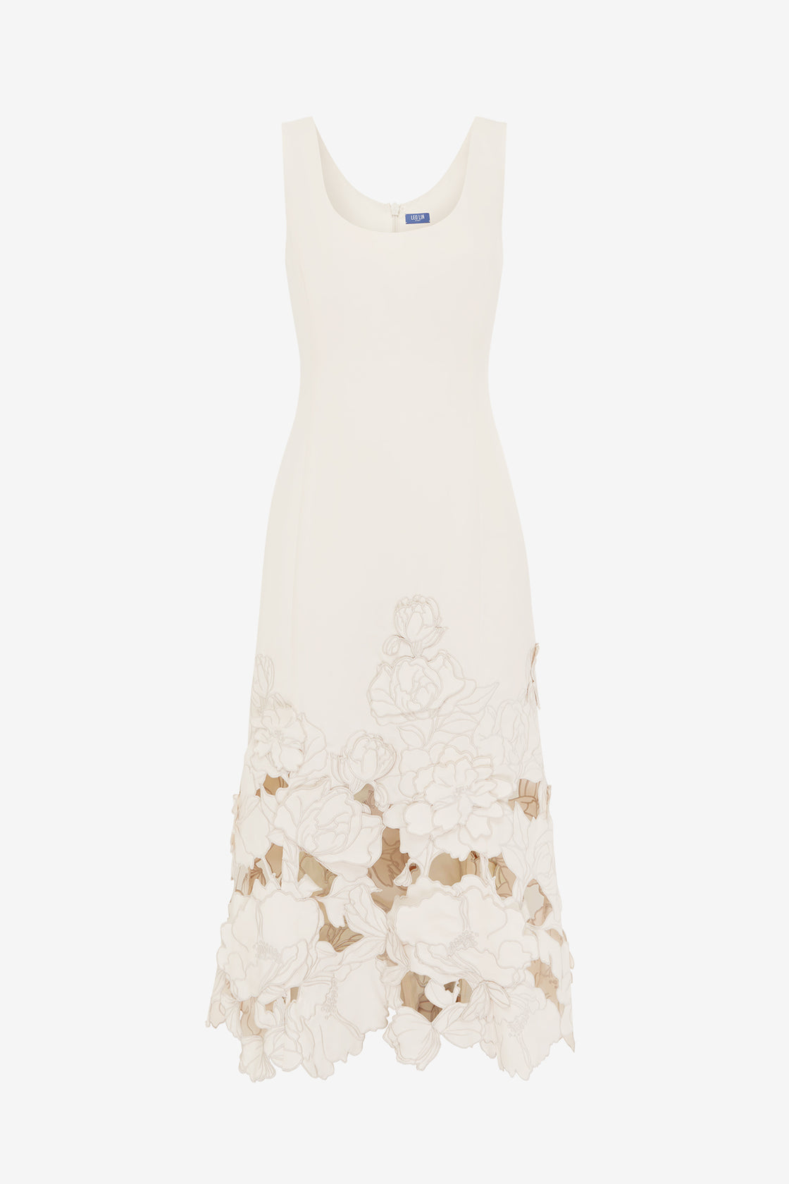 Exclusive LEO LIN Emily Appliqué Midi Dress - Vanilla