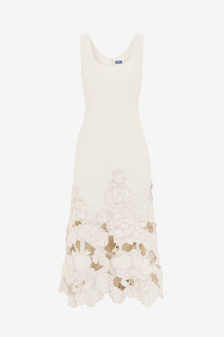 Exclusive LEO LIN Emily Appliqué Midi Dress - Vanilla