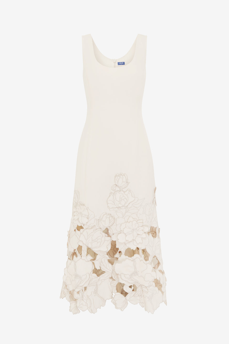 Exclusive LEO LIN Emily Appliqué Midi Dress - Vanilla