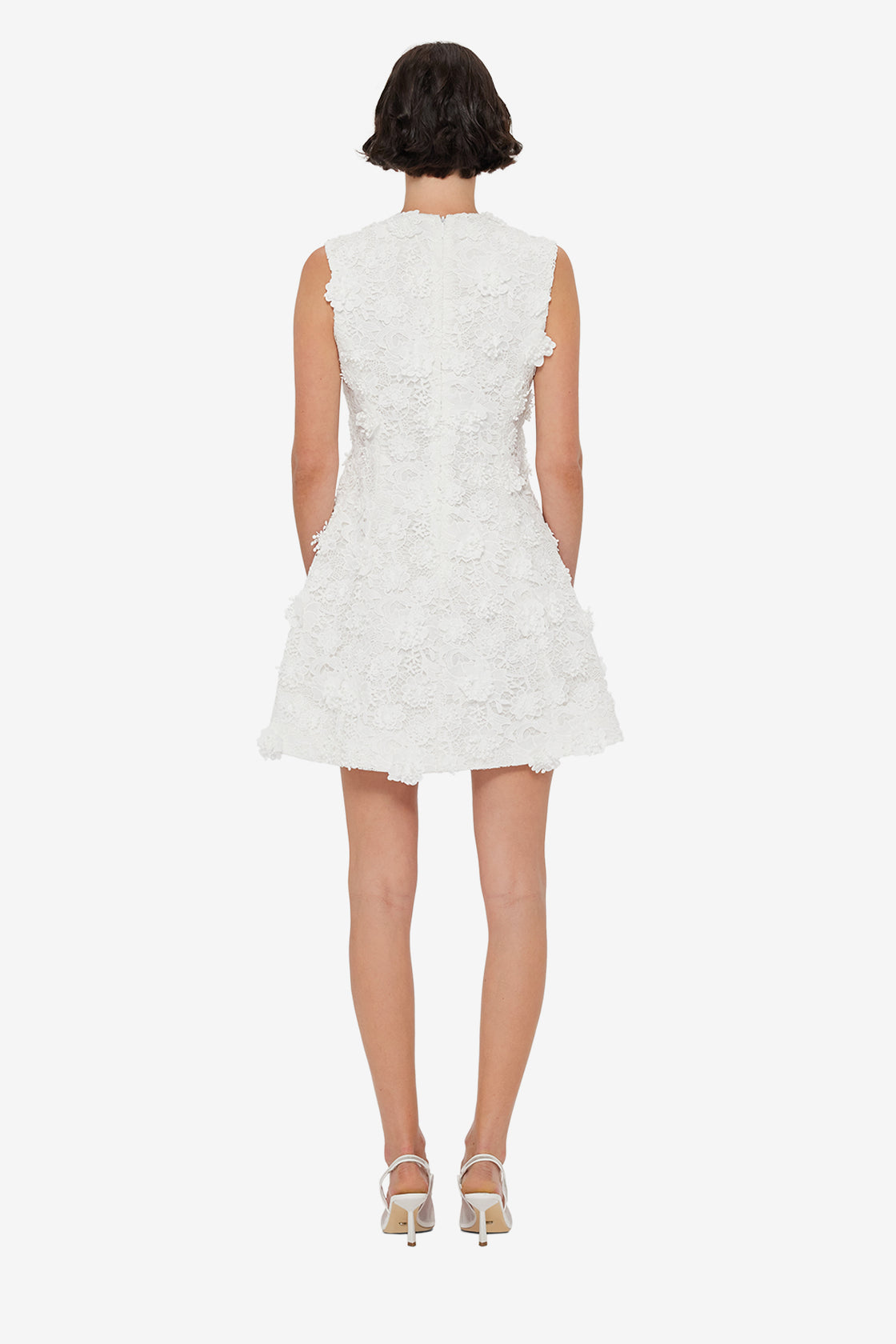 Exclusive LEO LIN Briana V Neck Embroidered Lace Mini Dress - Snow