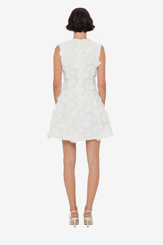 Exclusive LEO LIN Briana V Neck Embroidered Lace Mini Dress - Snow
