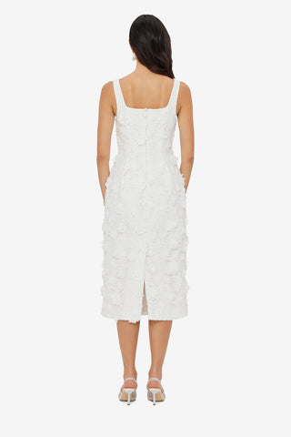 Exclusive LEO LIN Larissa Embroidered Lace Midi Dress - Snow