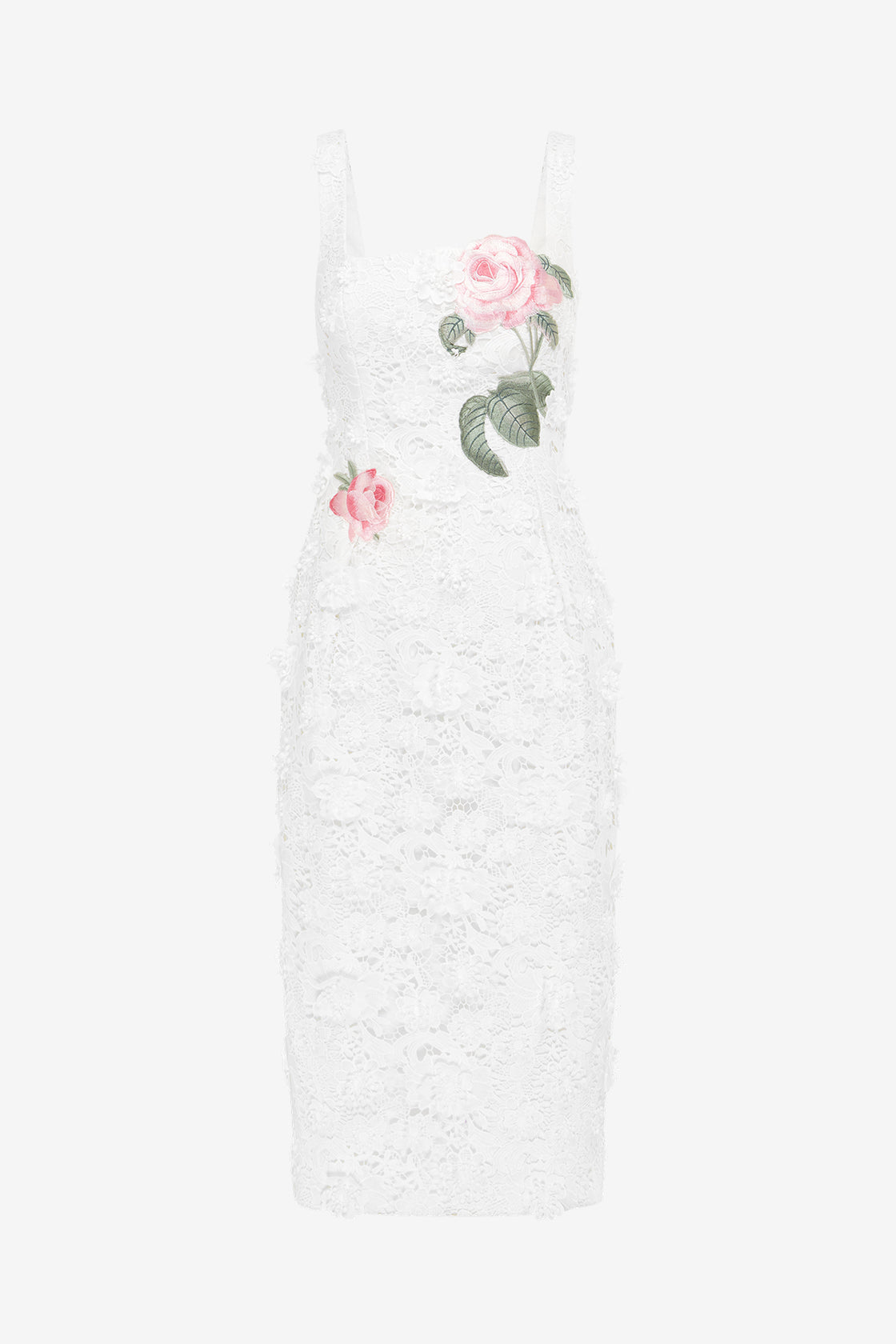 Exclusive LEO LIN Larissa Embroidered Lace Midi Dress - Snow