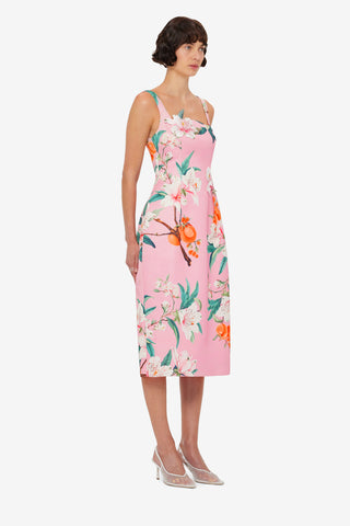 Exclusive LEO LIN Larissa Midi Dress - Lavish Print in Pink