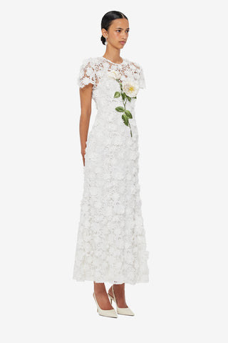 Exclusive LEO LIN Monique Embroidered Lace Maxi Dress - Snow