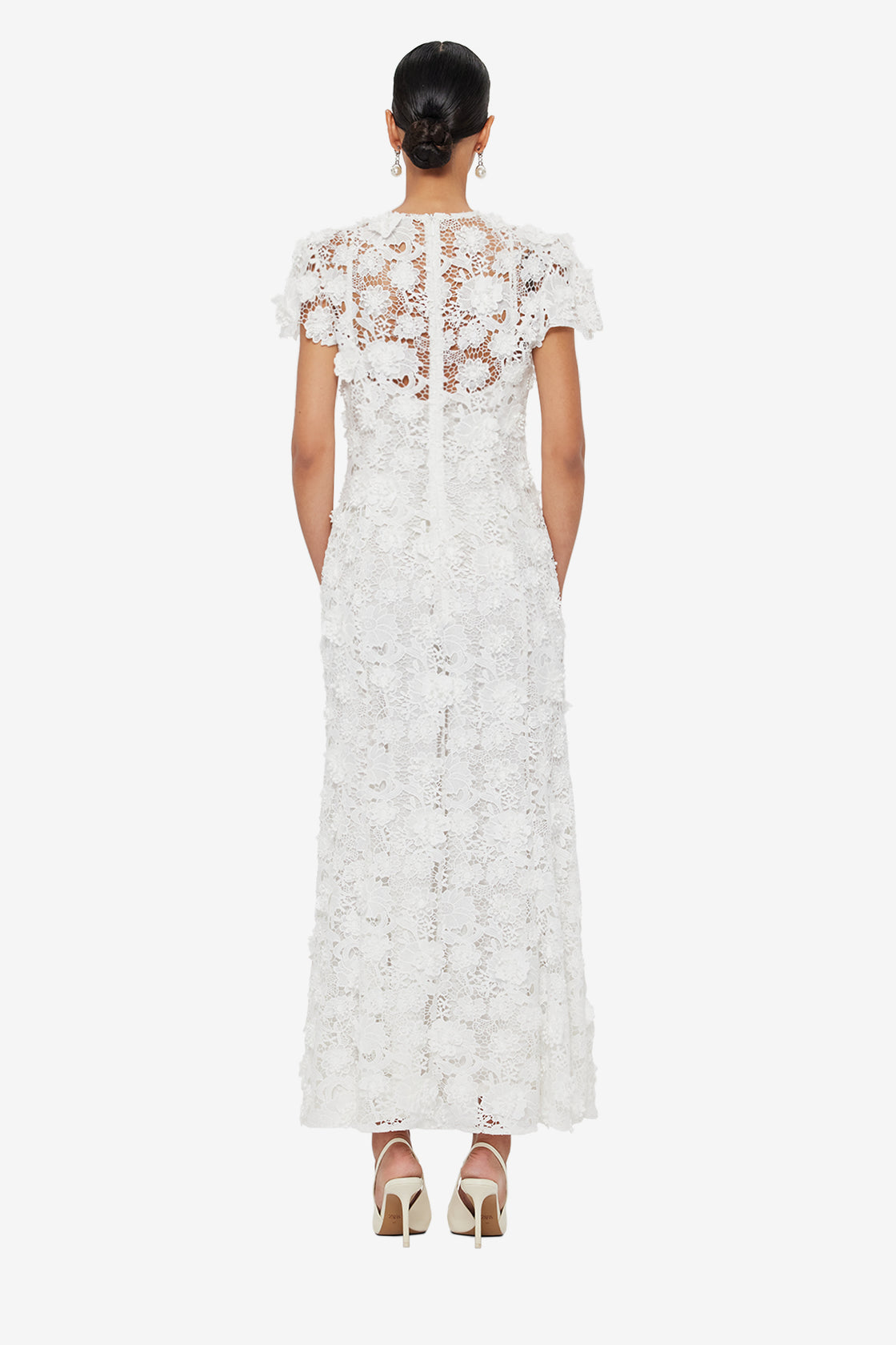 Exclusive LEO LIN Monique Embroidered Lace Maxi Dress - Snow