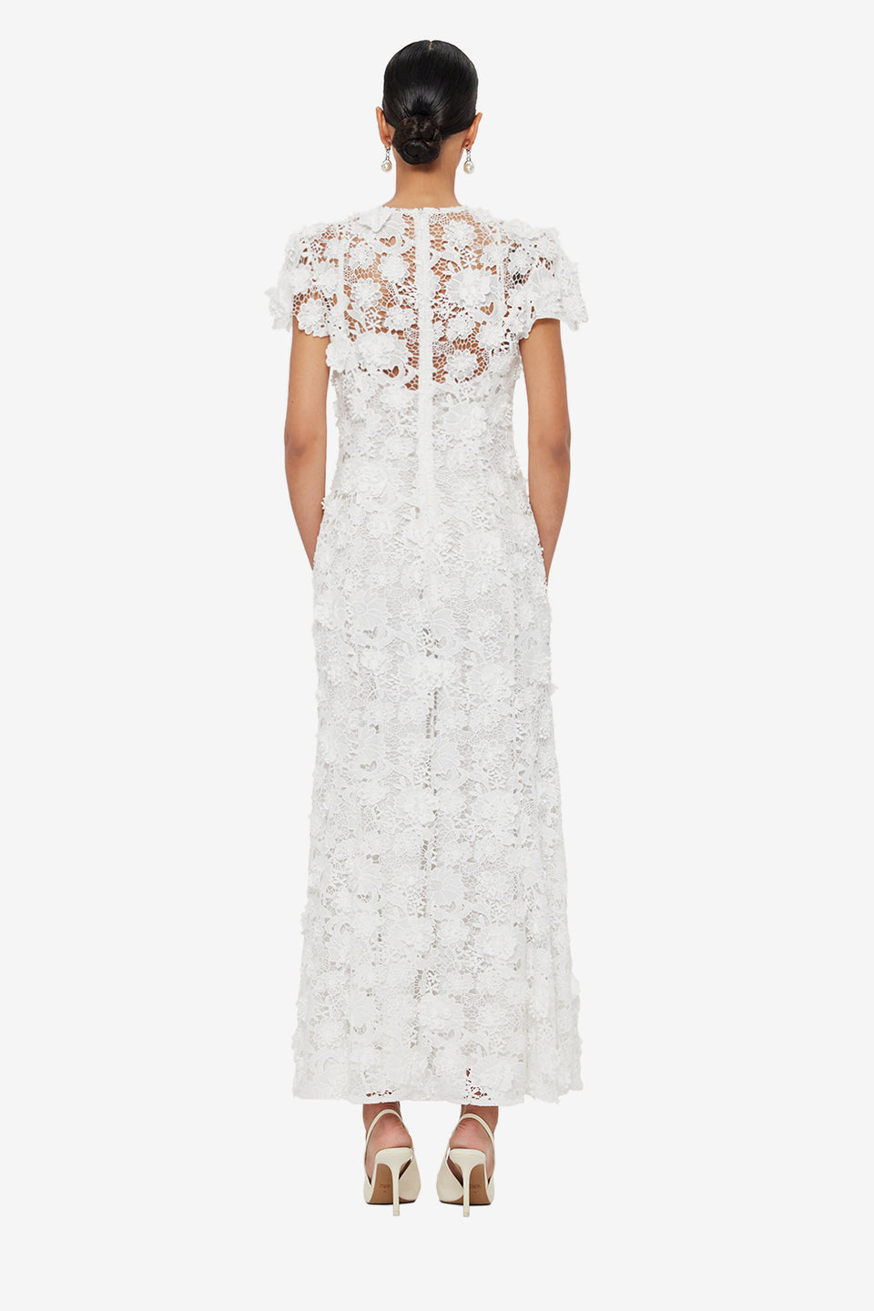 Exclusive LEO LIN Monique Embroidered Lace Maxi Dress - Snow