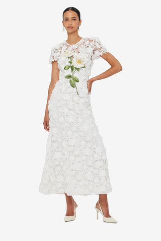 Exclusive LEO LIN Monique Embroidered Lace Maxi Dress - Snow