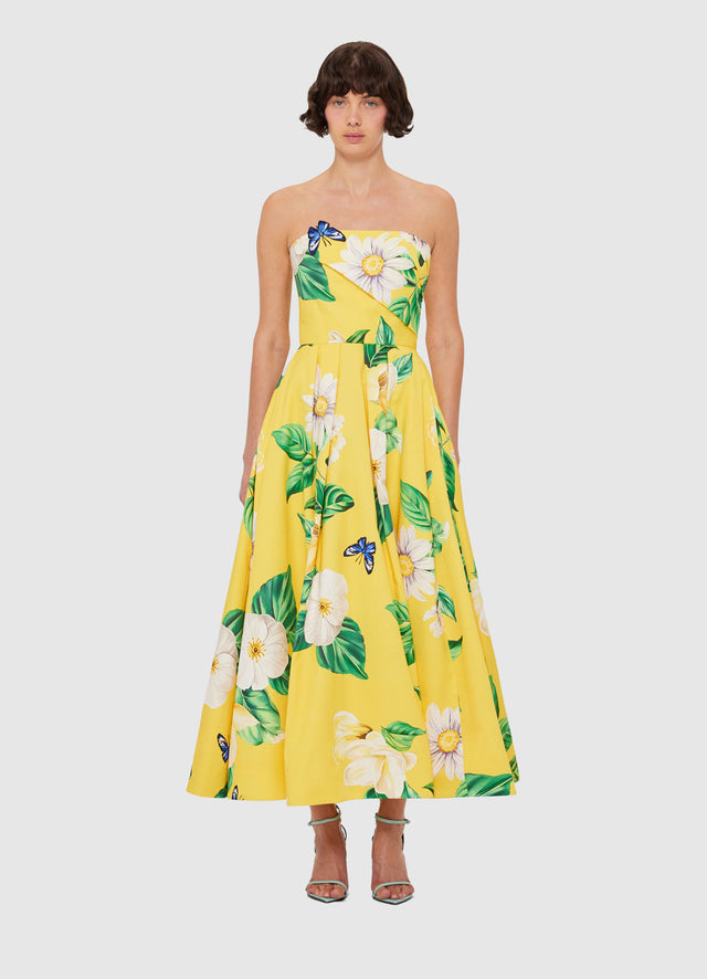 Exclusive LEO LIN Lynn Bustier Midi Dress - Joie Print in Sunshine