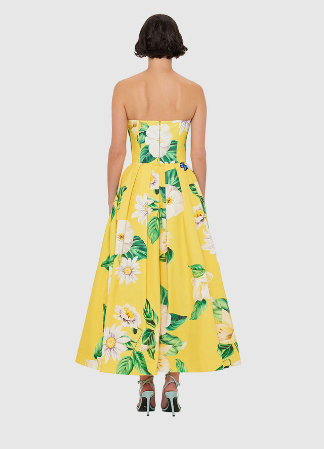 Exclusive LEO LIN Lynn Bustier Midi Dress - Joie Print in Sunshine