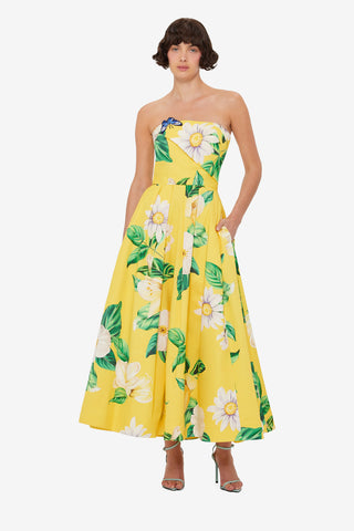 Exclusive LEO LIN Lynn Bustier Midi Dress - Joie Print in Sunshine