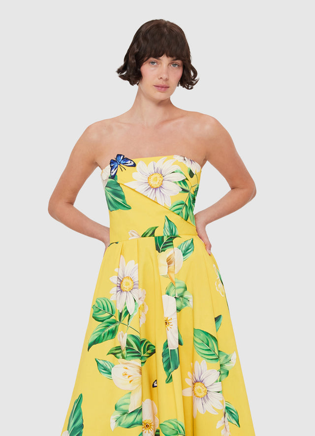 Exclusive LEO LIN Lynn Bustier Midi Dress - Joie Print in Sunshine