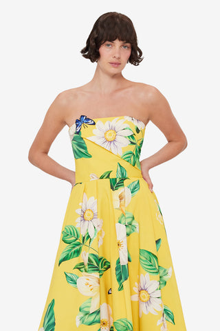 Exclusive LEO LIN Lynn Bustier Midi Dress - Joie Print in Sunshine