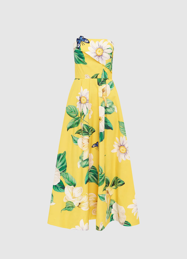 Exclusive LEO LIN Lynn Bustier Midi Dress - Joie Print in Sunshine
