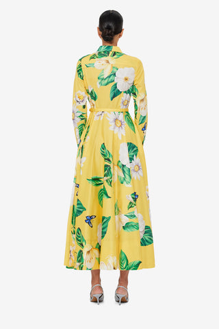 Exclusive LEO LIN Zara Shirt Midi Dress - Joie Print in Sunshine