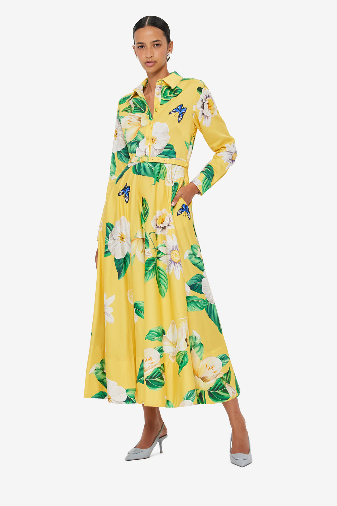 Exclusive LEO LIN Zara Shirt Midi Dress - Joie Print in Sunshine