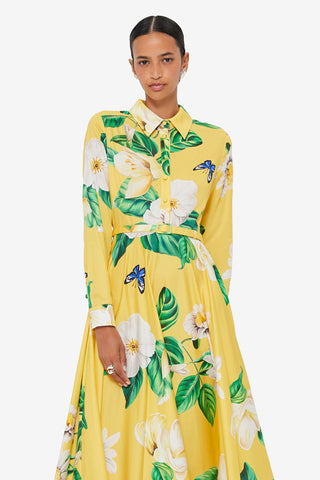 Exclusive LEO LIN Zara Shirt Midi Dress - Joie Print in Sunshine