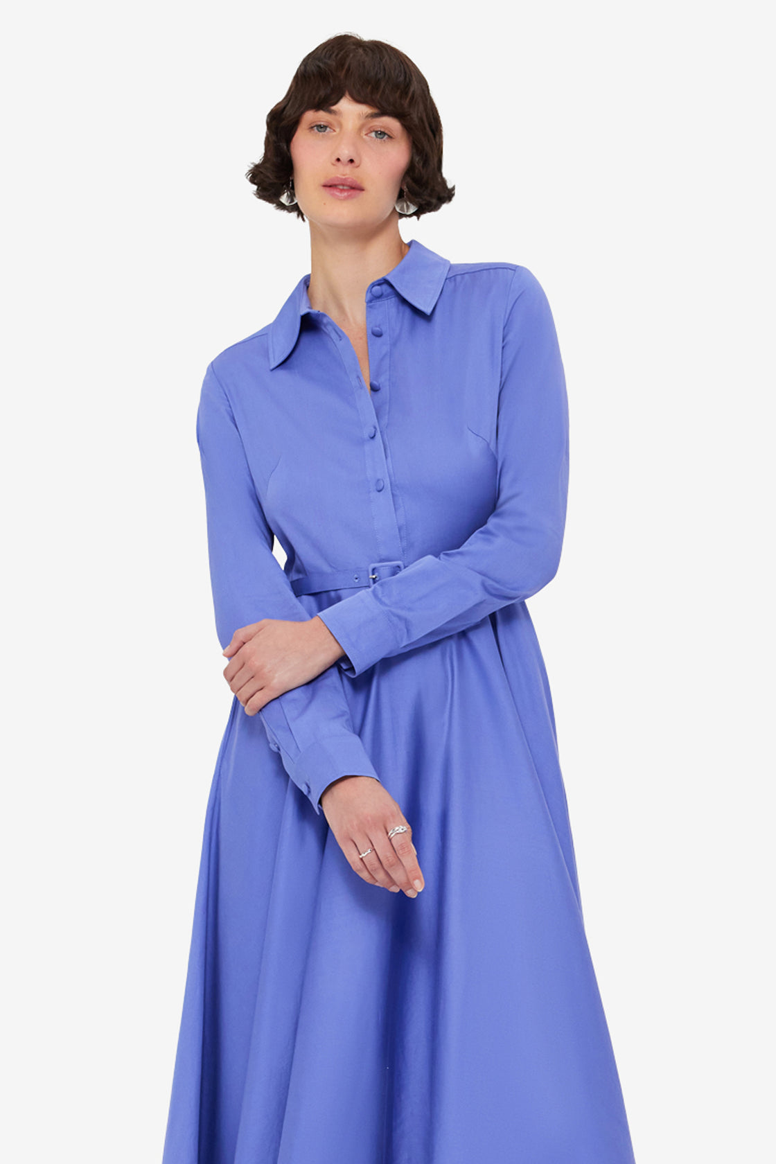 Exclusive LEO LIN Zara Shirt Midi Dress - Moonlight