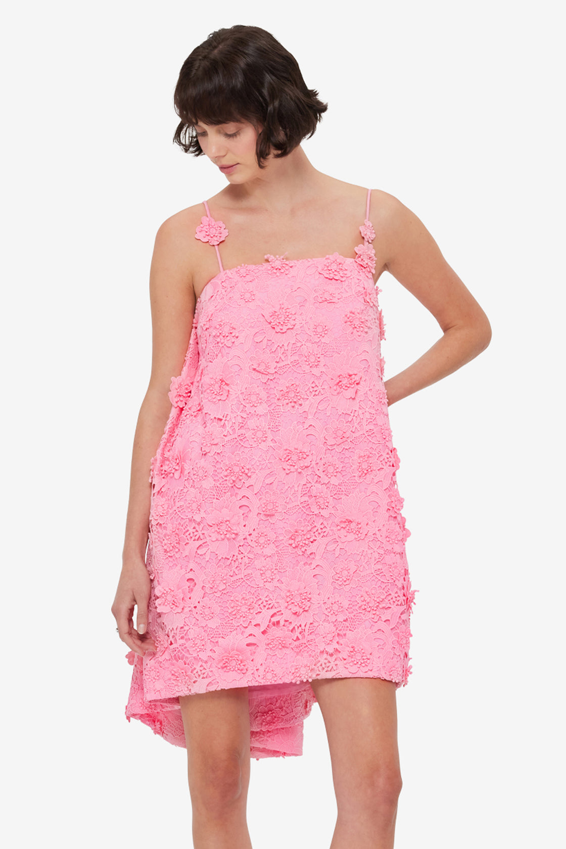 Exclusive LEO LIN Fifi Lace Mini Dress - Bubblegum