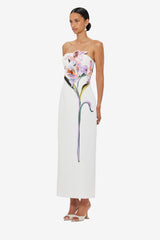 Rayna Appliqué Floral Maxi Dress - Lily Print in Snow Dress Maxi