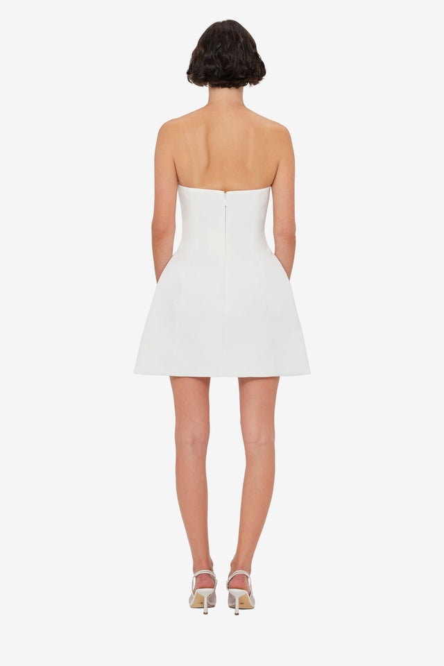 Exclusive LEO LIN Rosario Applique Floral Bustier Mini Dress - Lily Print in Snow