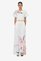 Elisha Wide Leg Pants - Lily Print in Snow Pants