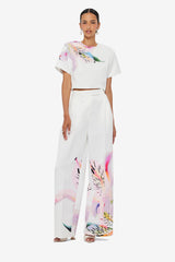 Elisha Wide Leg Pants - Lily Print in Snow Pants