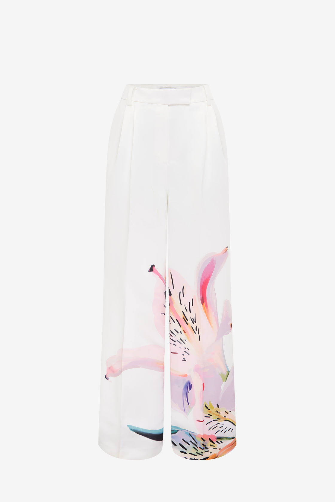 Exclusive LEO LIN Elisha Wide Leg Pants - Lily Print in Snow