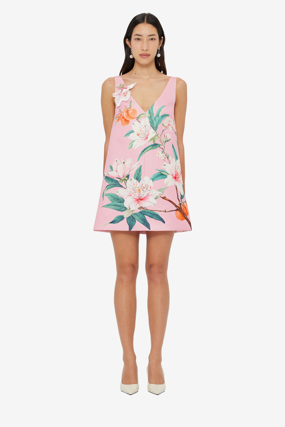 Exclusive LEO LIN Kaelyn V Neck Mini Dress - Lavish Print in Pink