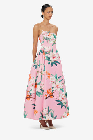 Exclusive LEO LIN Nora Bustier Maxi Dress - Lavish Print in Pink