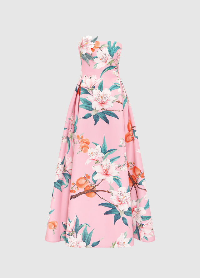 Exclusive LEO LIN Nora Bustier Maxi Dress - Lavish Print in Pink