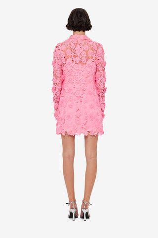 Exclusive LEO LIN Acacia Lace Shirt Mini Dress - Bubblegum