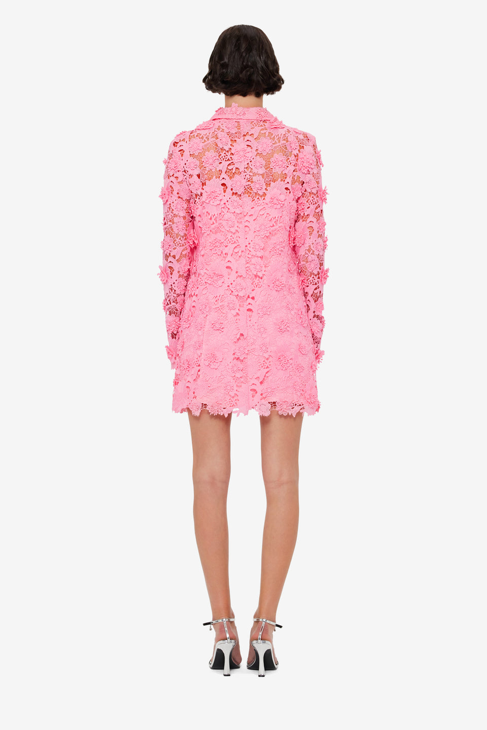 Exclusive LEO LIN Acacia Lace Shirt Mini Dress - Bubblegum