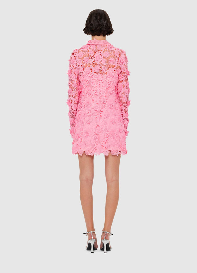 Exclusive LEO LIN Acacia Lace Shirt Mini Dress - Bubblegum